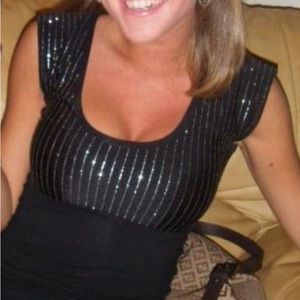 Black with silver sparkle on top bodycon dress. Worn once.